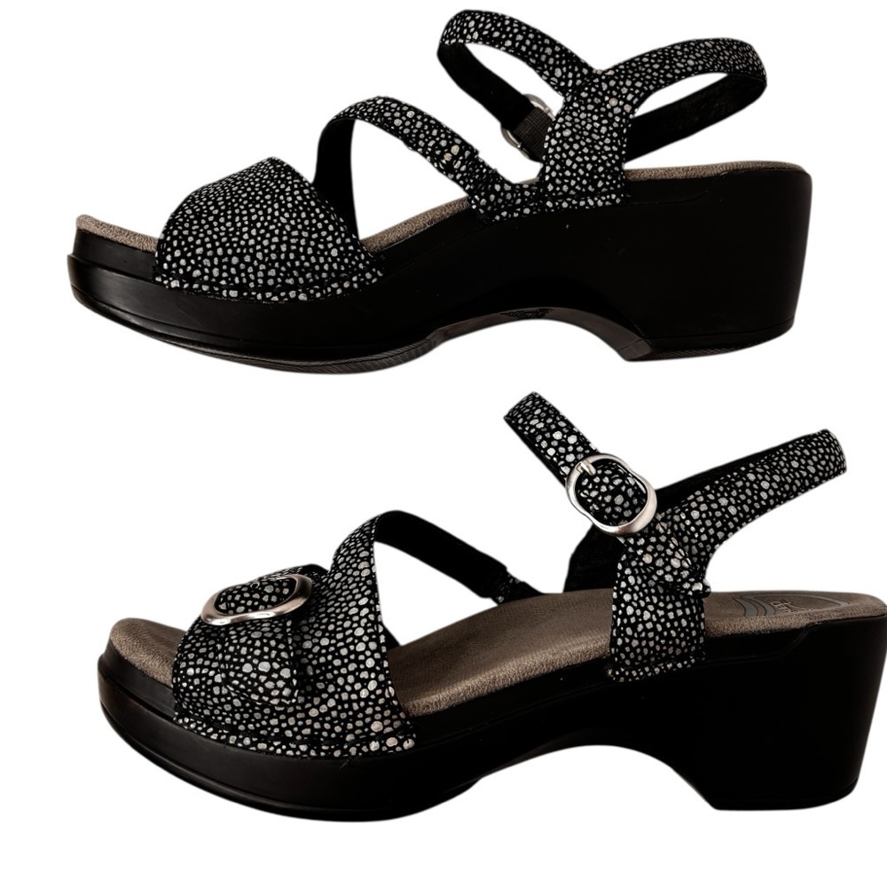 Dansko Sandi Leather Ankle Strap Sandals Size 38 US 7.5 / 8 Comfort Chunky Shoe